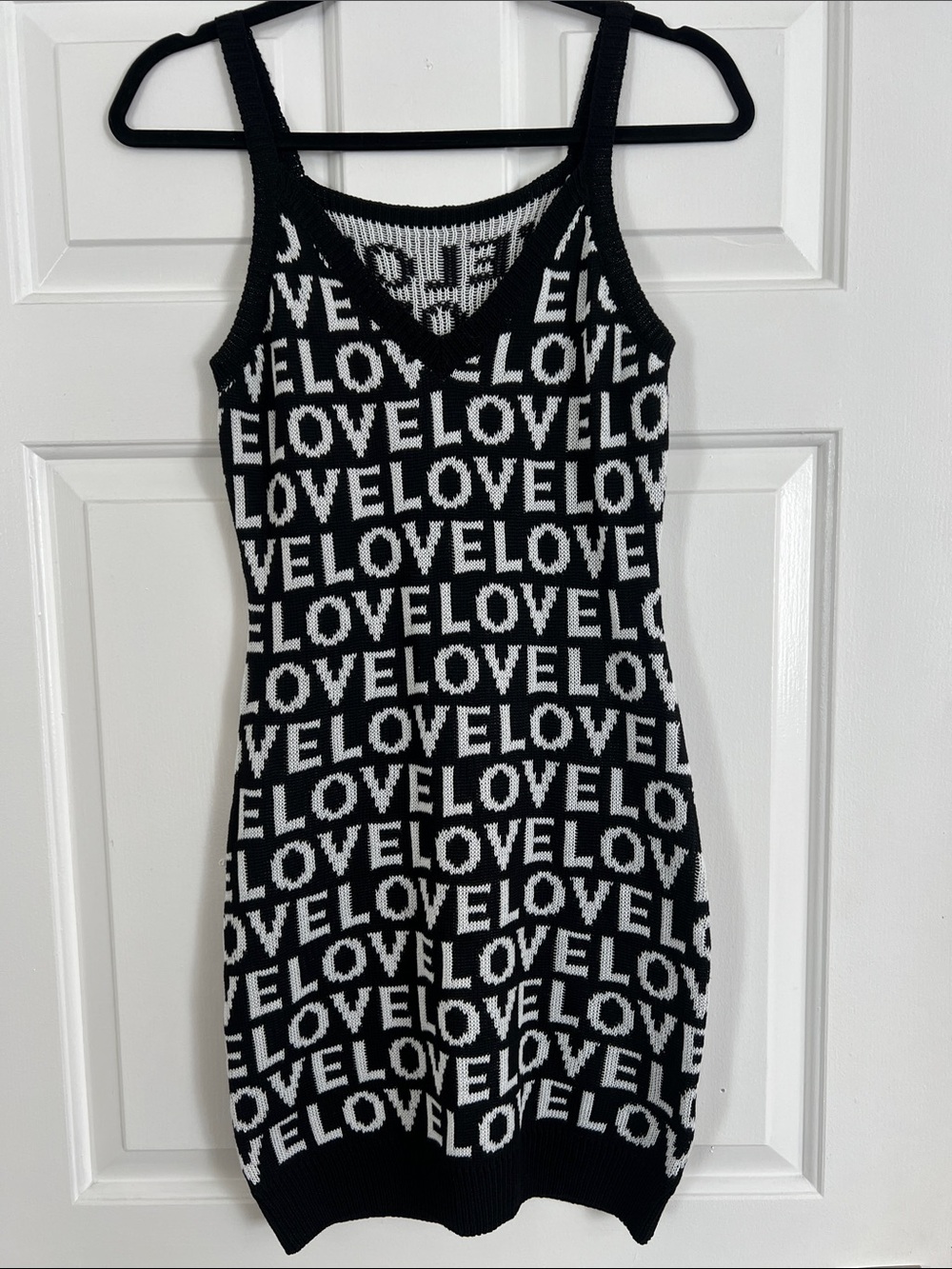 SHEIN Black & White 'LOVE' Knit Mini Dress